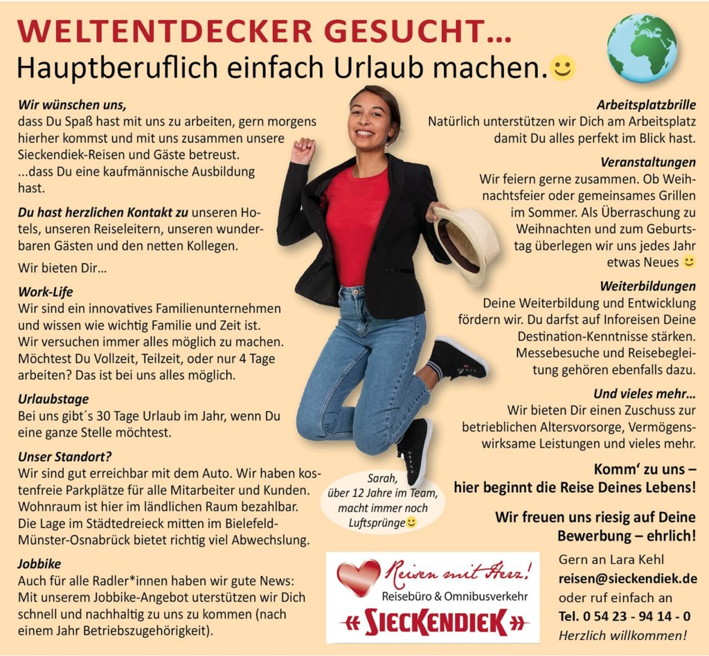 Deine Vorteile Als Arbeitgeber haben wir Dir viel zu bieten… Reisebüro & Omnibusverkehr